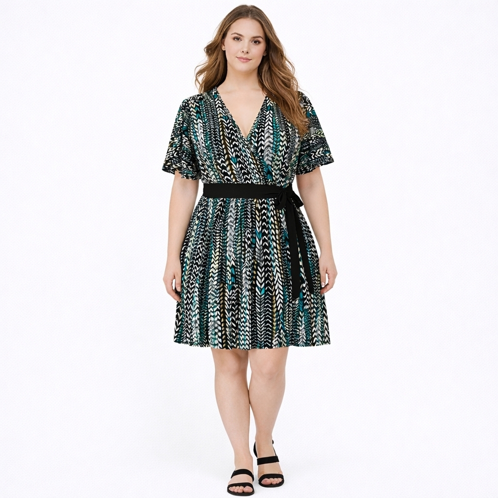 En Focus Printed Wrap Dress – Size 14W